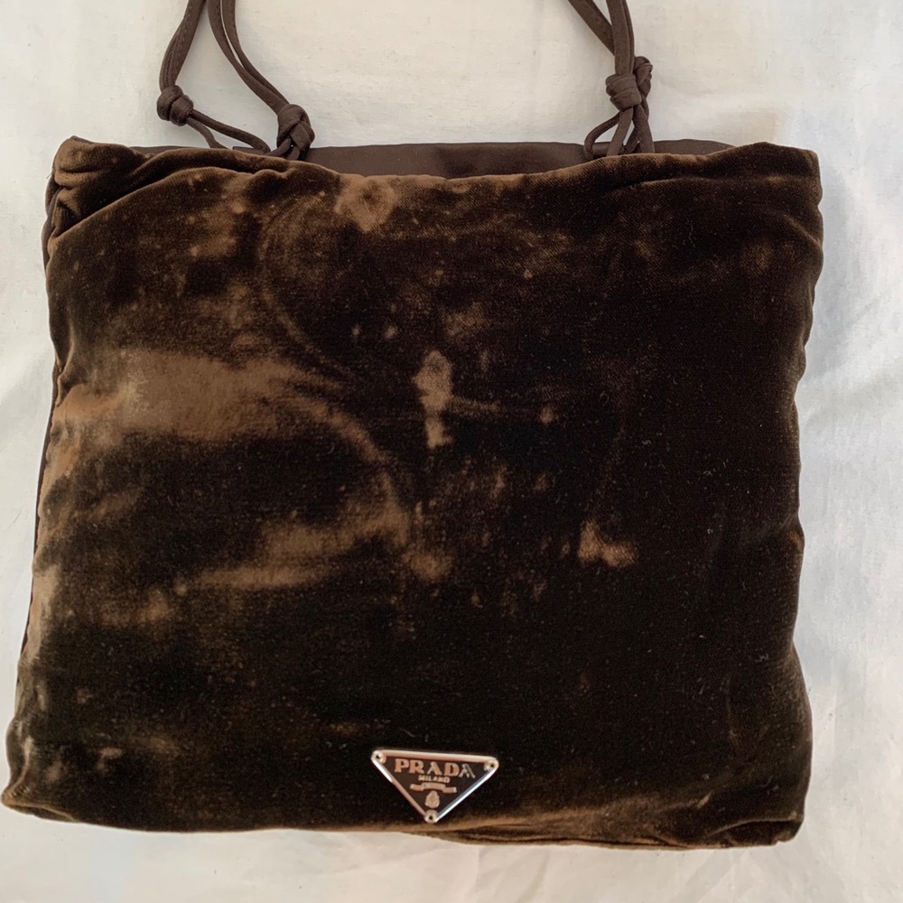 Soft brown velvet w silk flowers mini bag - Picture 4 of 4